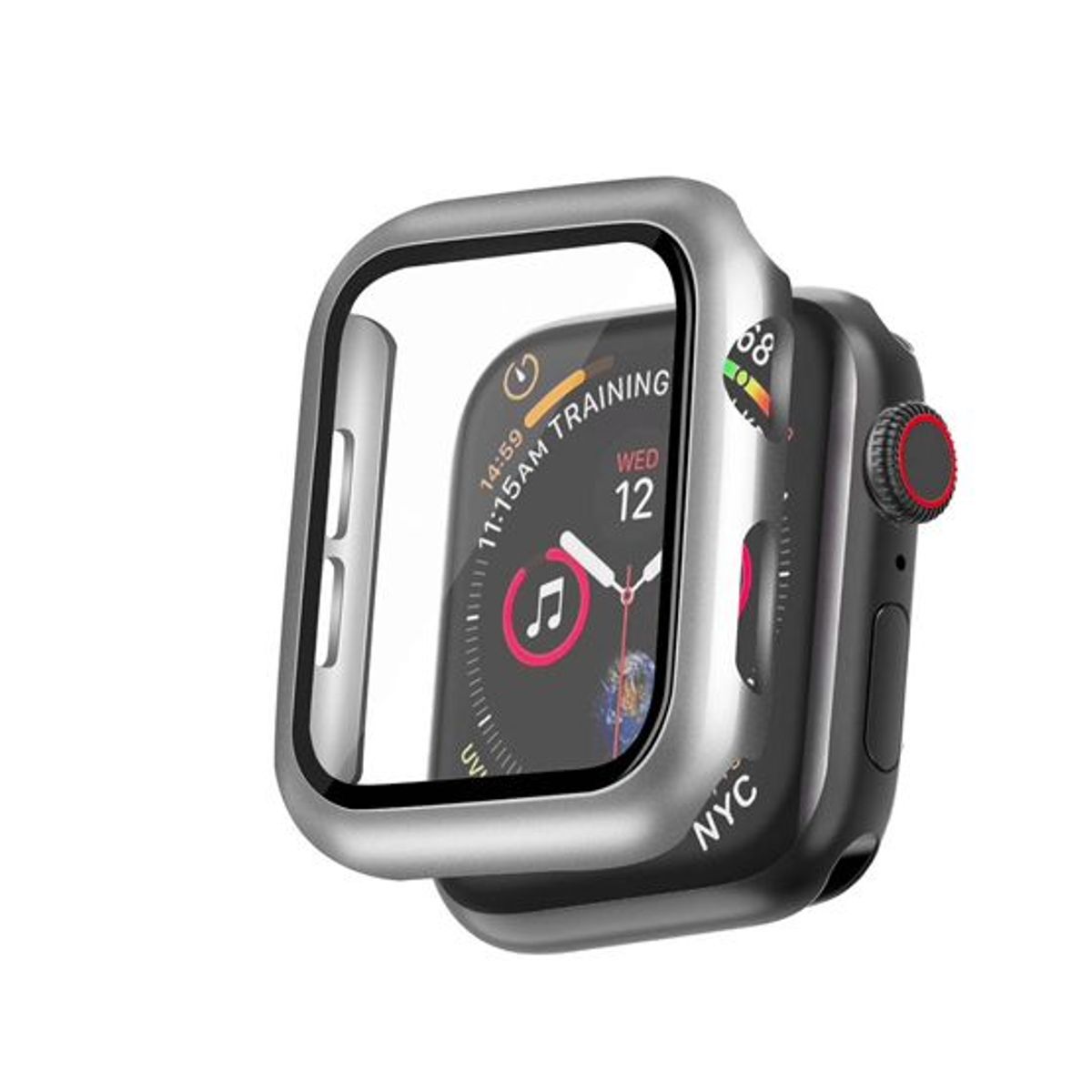 GENERICO - Case Bumper con Vidrio Incorporado para Apple Watch 42mm - Plata