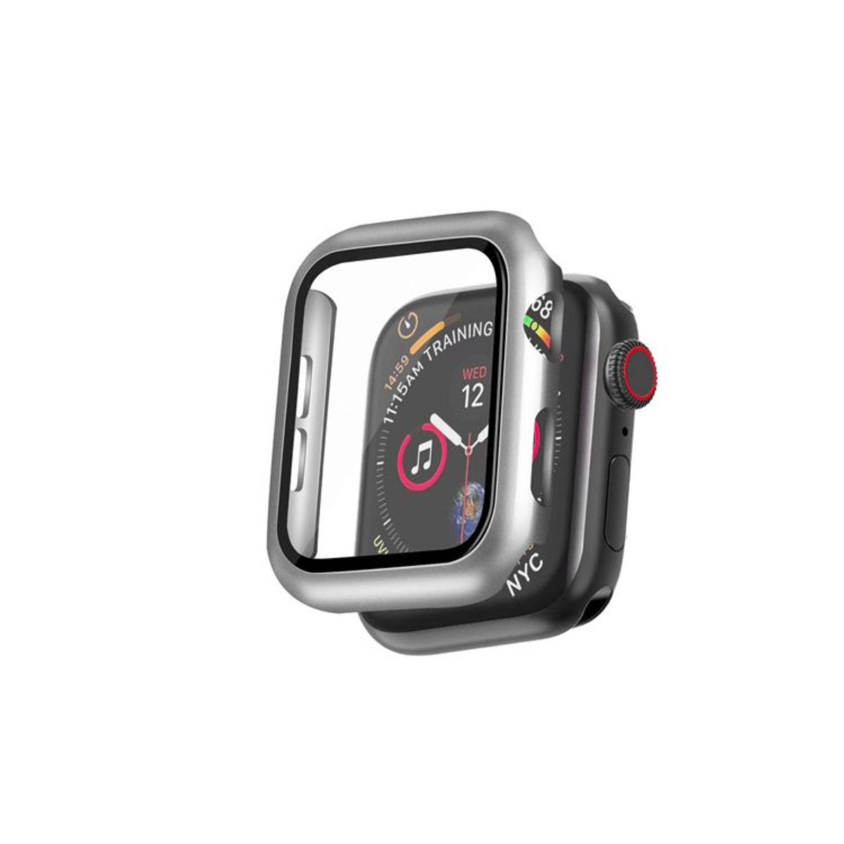 GENERICO - Case Bumper con Vidrio Incorporado para Apple Watch 42mm - Plata