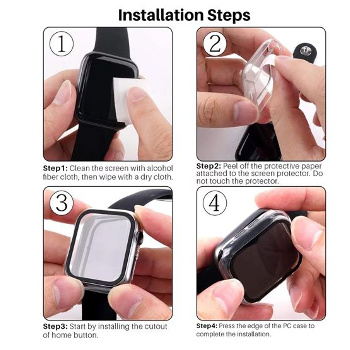 GENERICO - Case Bumper con Vidrio Incorporado para Apple Watch 42mm - Plata