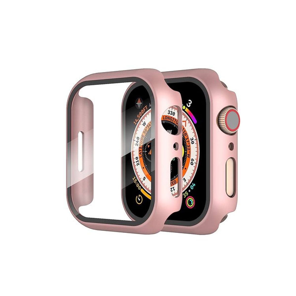GENERICO - Case Bumper con Vidrio Incorporado para Apple Watch 45mm - Rosa