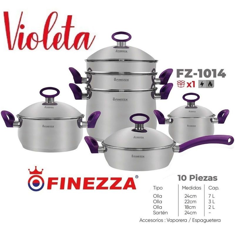 FINEZZA - Set De Ollas VIOLETA FZ-1014 - Finezza