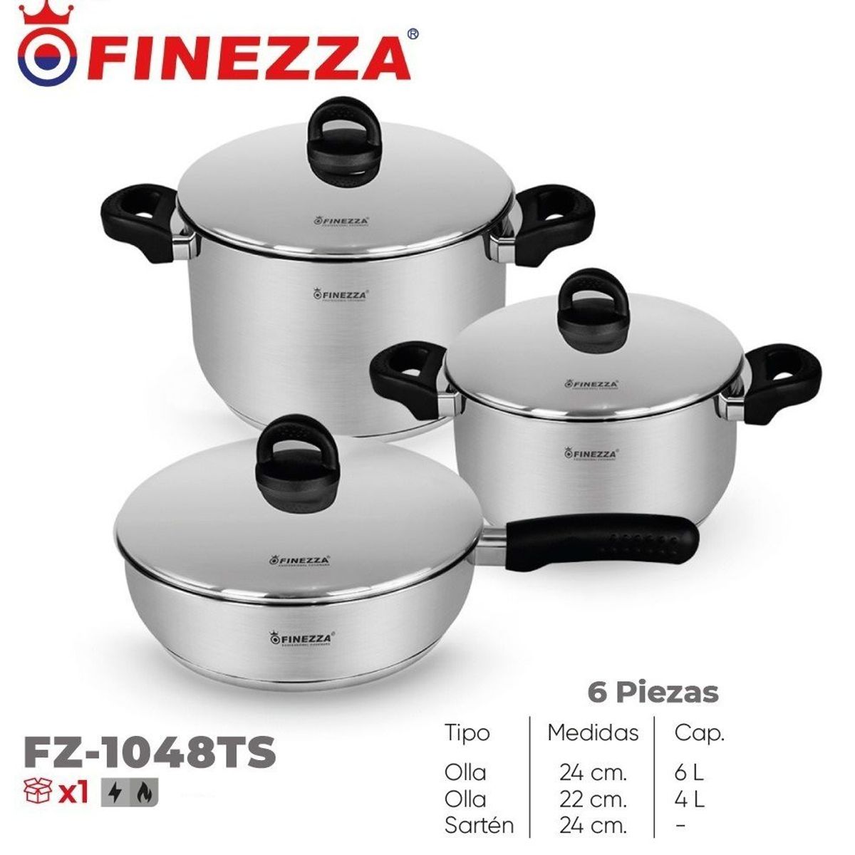 FINEZZA - Set De Ollas DACERO X 6PZAS FZ-1048TS