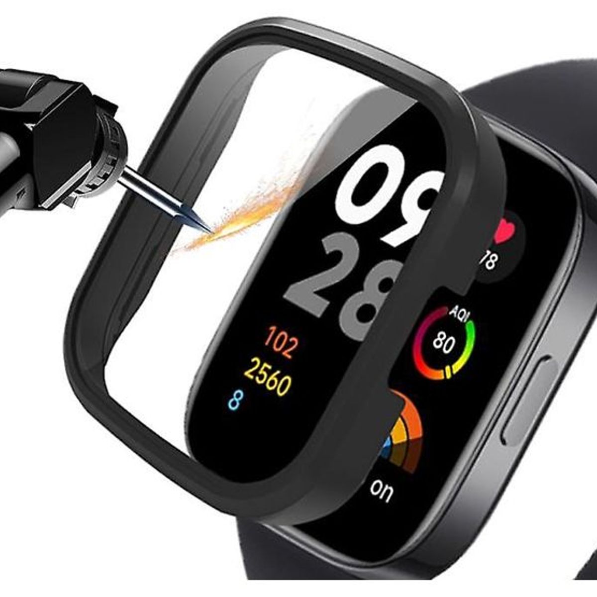 GENERICO - Bumper con Vidrio incorporado para Redmi Watch 3 - Negro