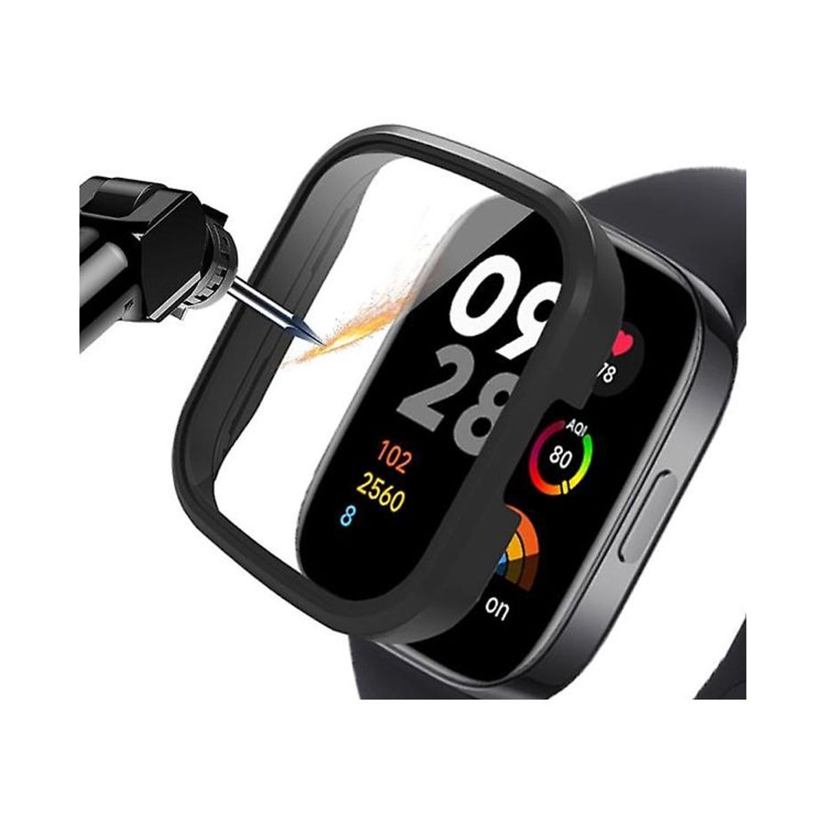 GENERICO - Bumper con Vidrio incorporado para Redmi Watch 3 - Negro