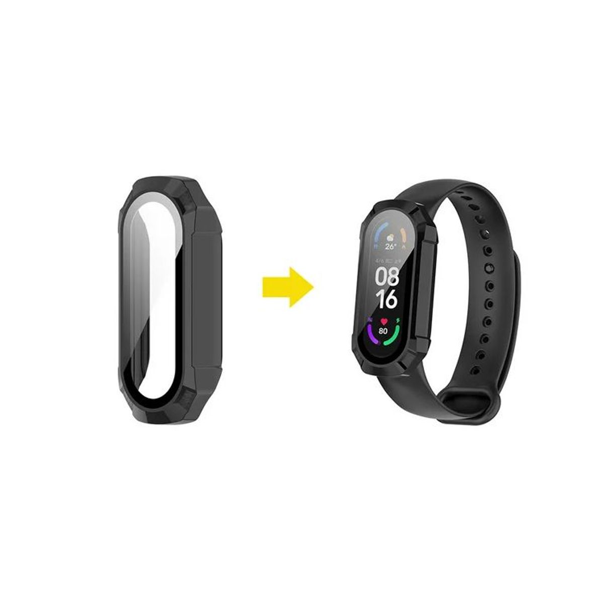 GENERICO - Case Bumper con Vidrio para Xiaomi Band 7 - Negro