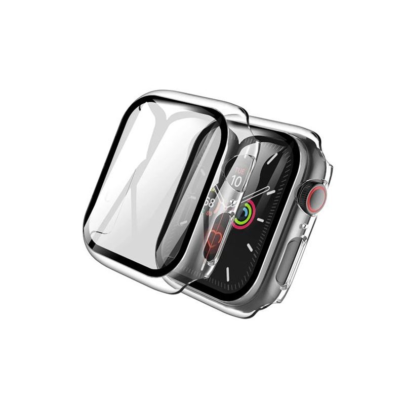 GENERICO - Case Bumper con Vidrio Incorporado para Apple Watch 44mm - Transparente