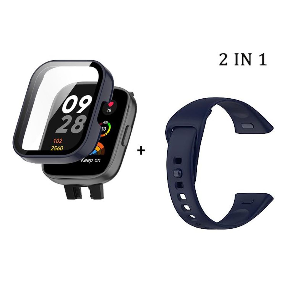 GENERICO - Bumper con Vidrio + Correa para Redmi Watch 3 - Azul