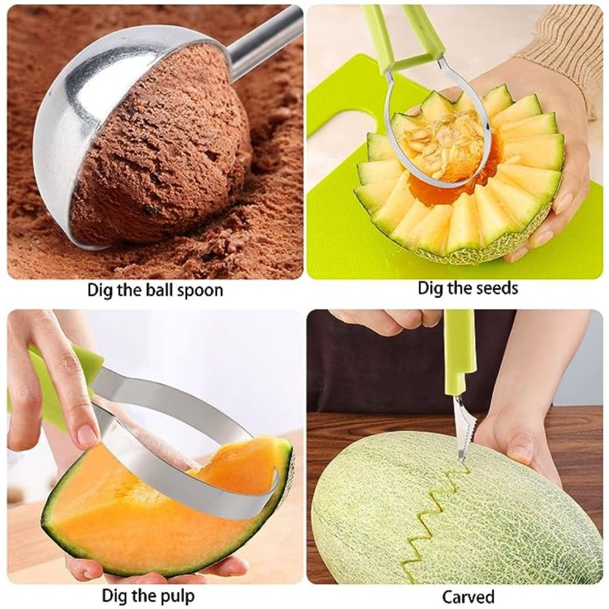 INSPIRA MARKET - Pelador cortador de frutas y verduras de acero set x3