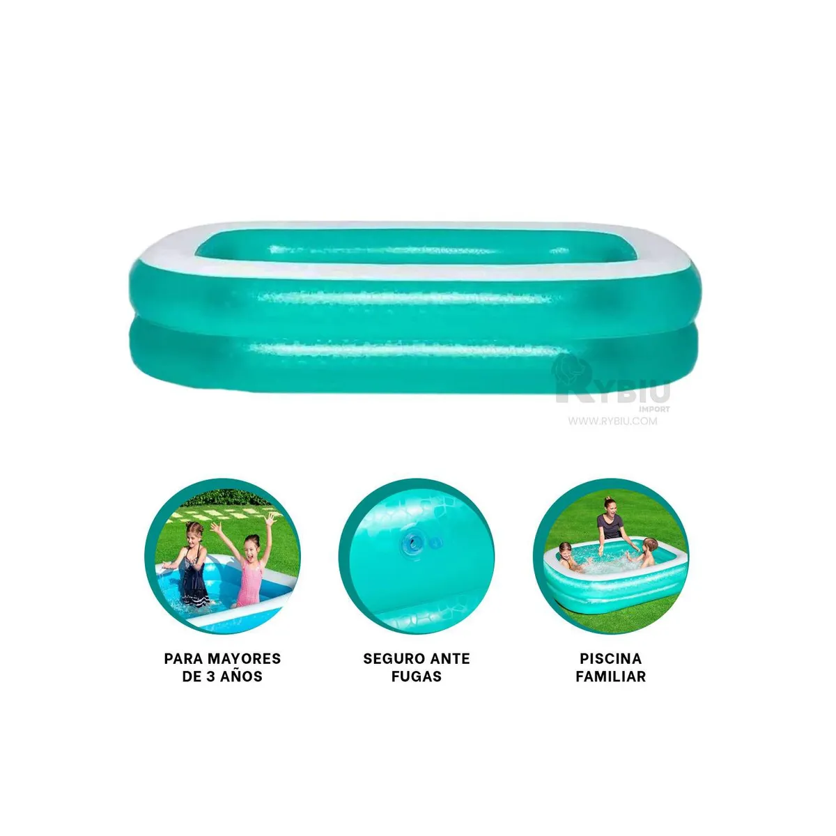 BESTWAY - Piscina Inflable Rectangular 200 x 146 x 48 cm