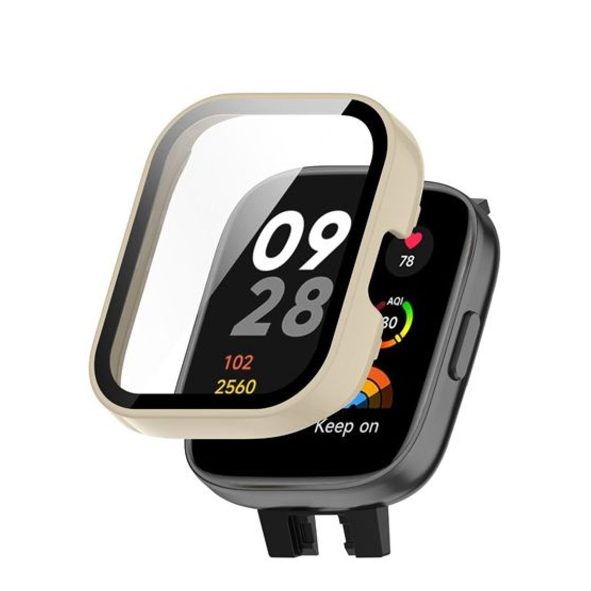 GENERICO - Bumper con Vidrio incorporado para Redmi Watch 3 - Crema