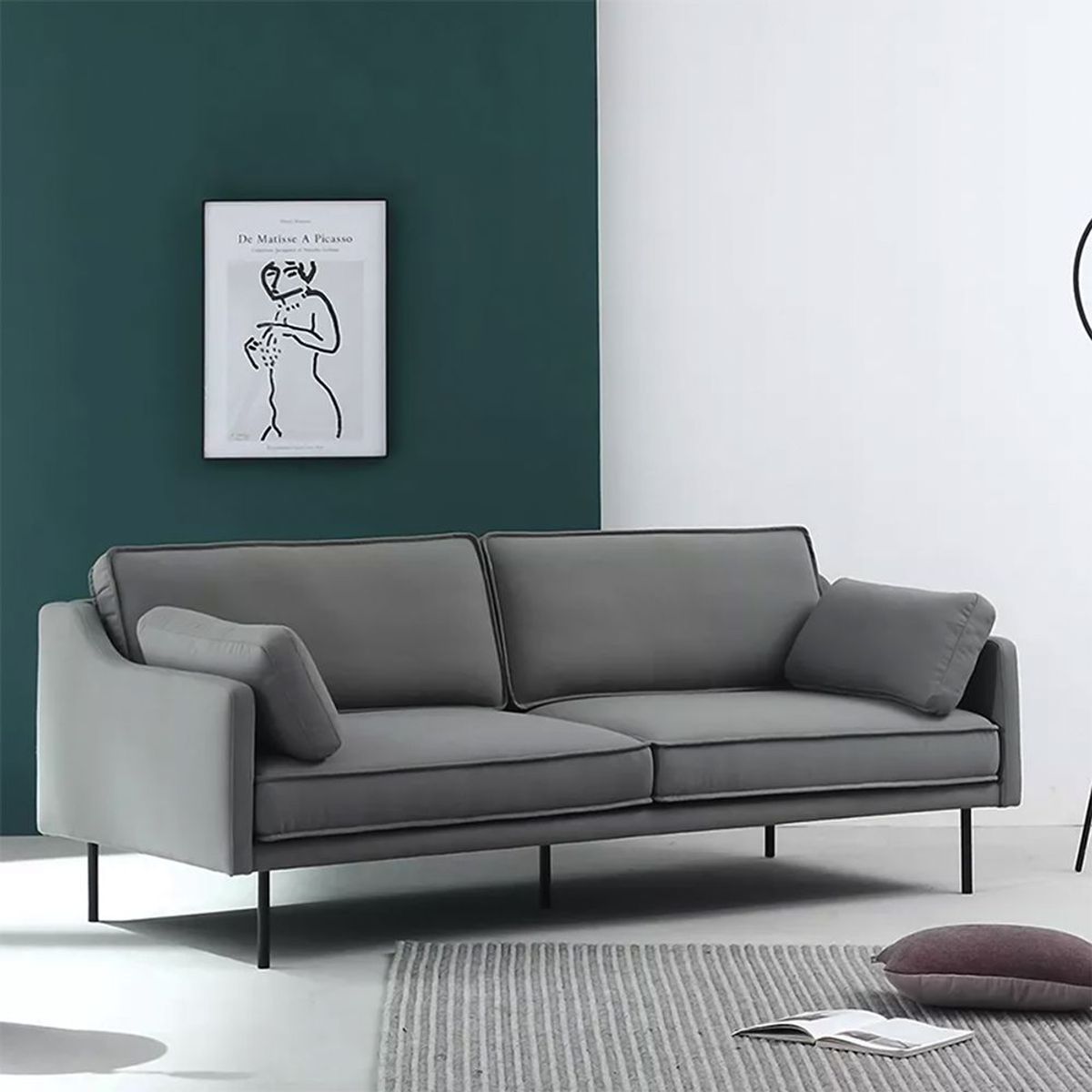 GENERICO - Sofa Nour 3 cuerpos  gris oscuro