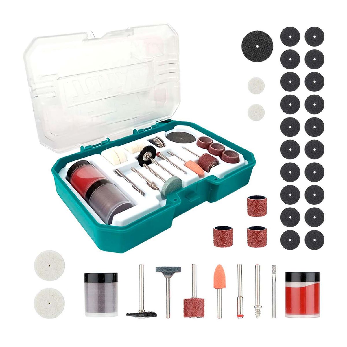 TOTAL TOOLS - KIT DE 73 PIEZAS PARA MINITORNO PUNTAS LIJAR PULIR AMOLAR