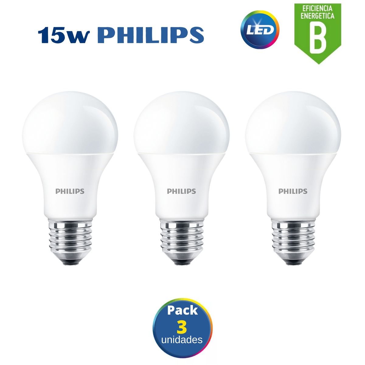 Foco led philips 15w ecohome / pack 3 unidades, marca PHILIPS - Foto Principal