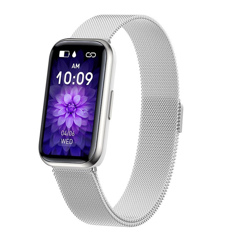 KUMI - Pulsera inteligente H98, táctil 1,47 pulgadas - banda acero plateada