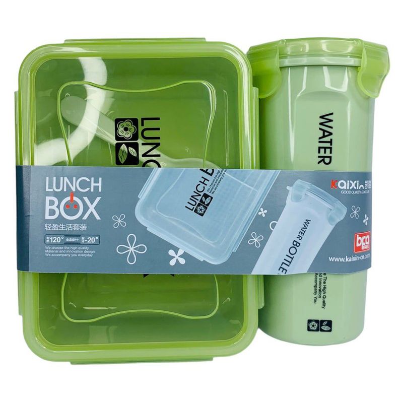 GENERICO - Set Taper Lunch Box 02 Compartimientos con Vaso Hermetico Verde