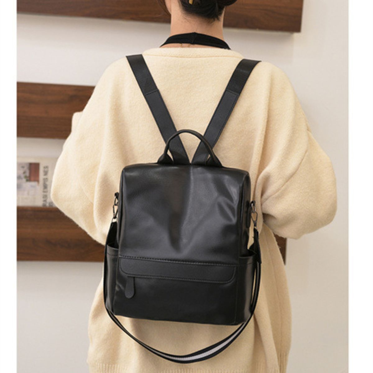 GENERICO - Mochila Antirrobo Mujer Bolso Morral Moda Cartera Impermeable Negro