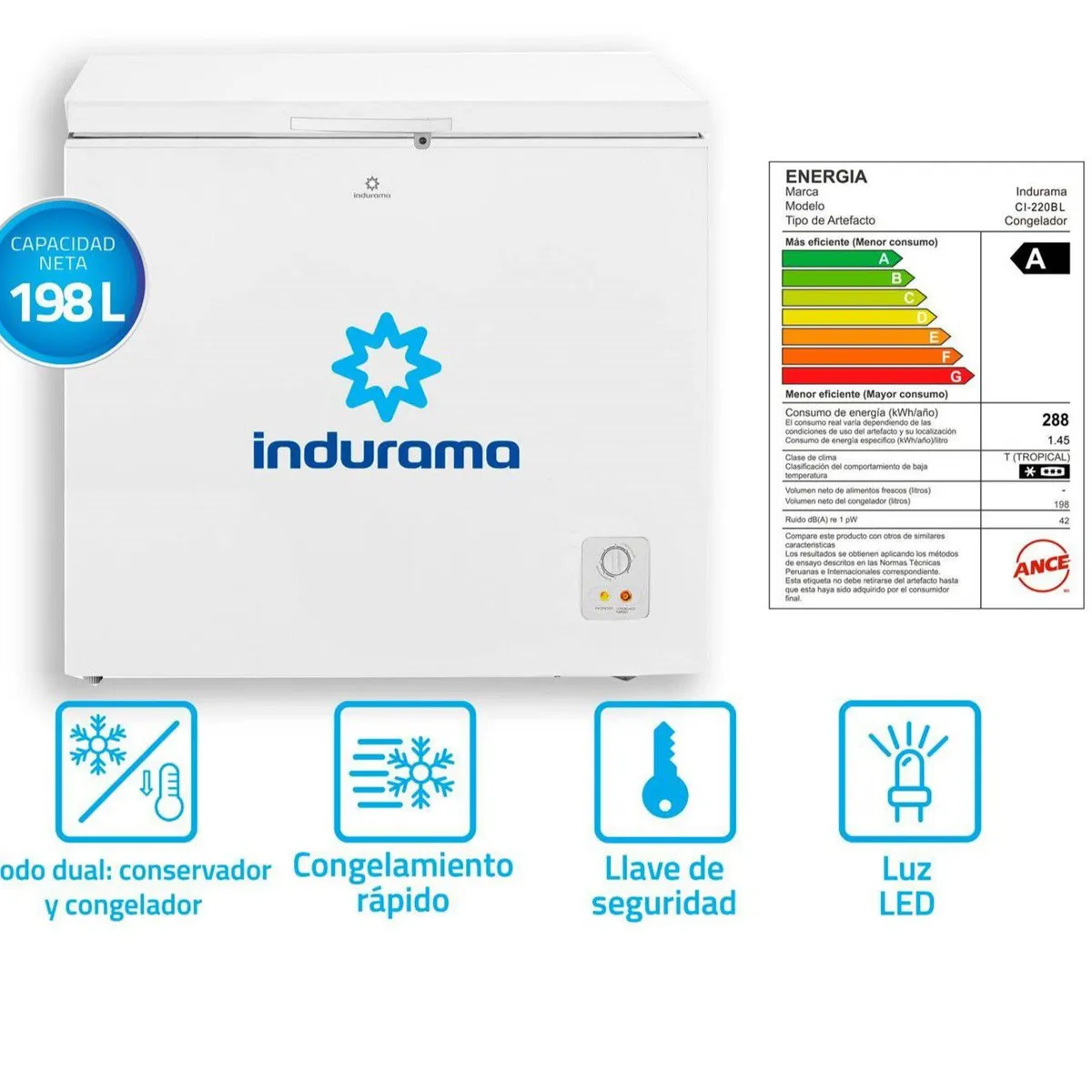 INDURAMA - Congeladora Indurama CI220BL Defrost
