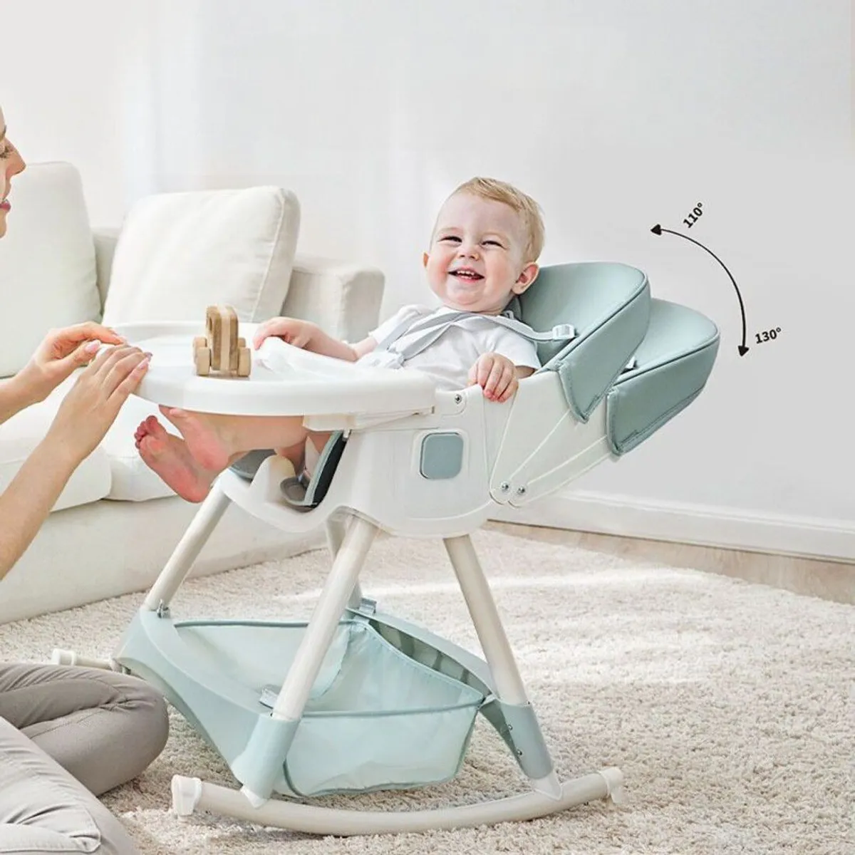 GENERICO - Silla De Comer 3 en 1 Para Bebe Con Ruedas Mesedora Verde