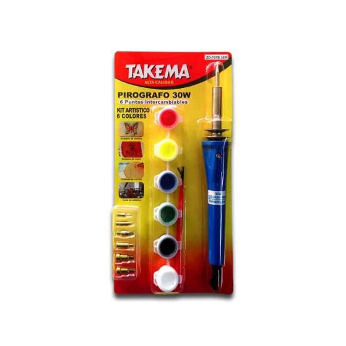 TAKEMA - Pirógrafo 6 Puntas Intercambiables 30W ZD-707B/30W TAKEMA