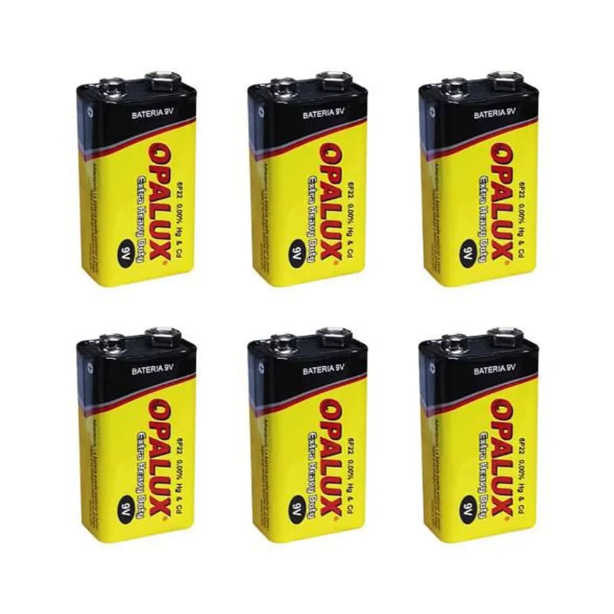 OPALUX - Kit 6 Baterías 9V BAT9V100-6 OPALUX