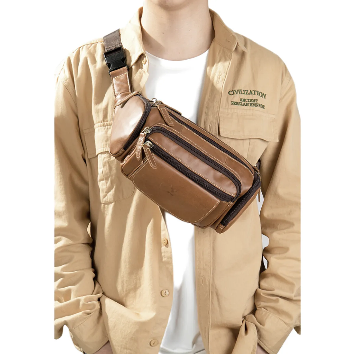 ARMUZ - Canguro Pechera de Cuero Vacuno 8355 Full compartimientos