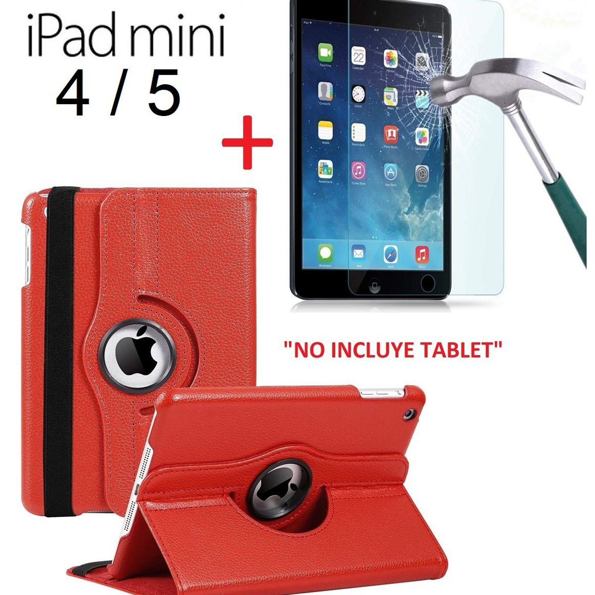GENERICO - Funda Cuero & Mica Vidrio para iPad Mini 4 / 5 A1538 A1550 A2124 A2126