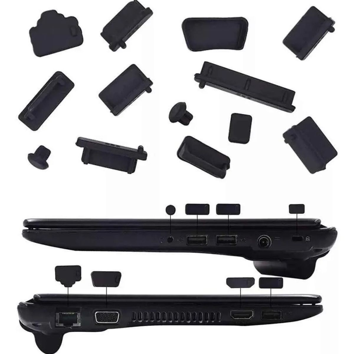 GENERICO - Tapones De Goma Anti Polvo Para Laptop Pack/ Negro 16 Unid