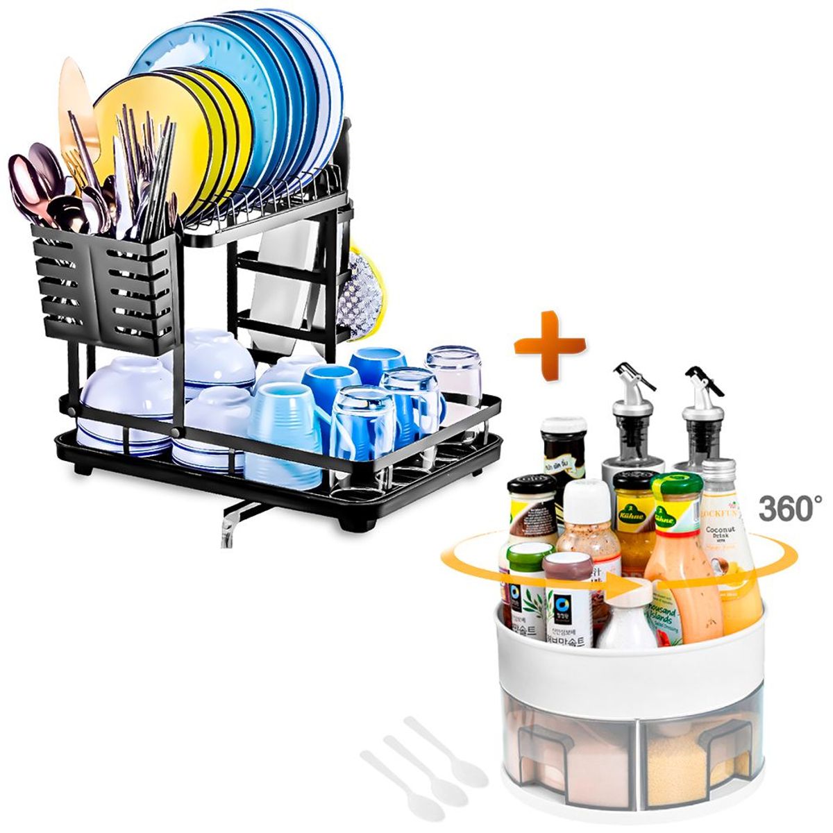 KELLER - Escurridor de Platos Vasos Organizador M20 NG Y Condimentero J30