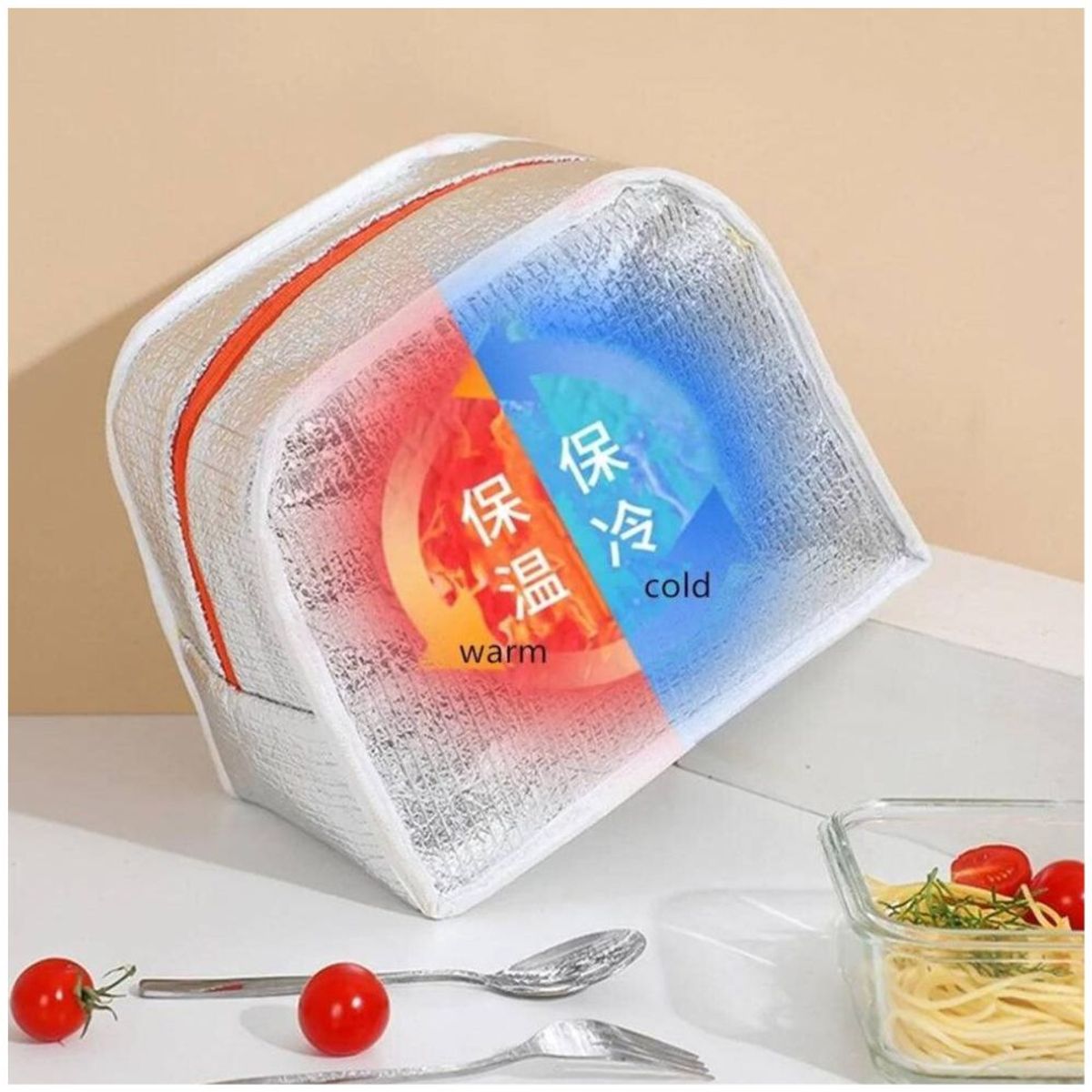 MINARI - Lonchera Térmica Bolsa de Almuerzo  Impermeable Gris V3