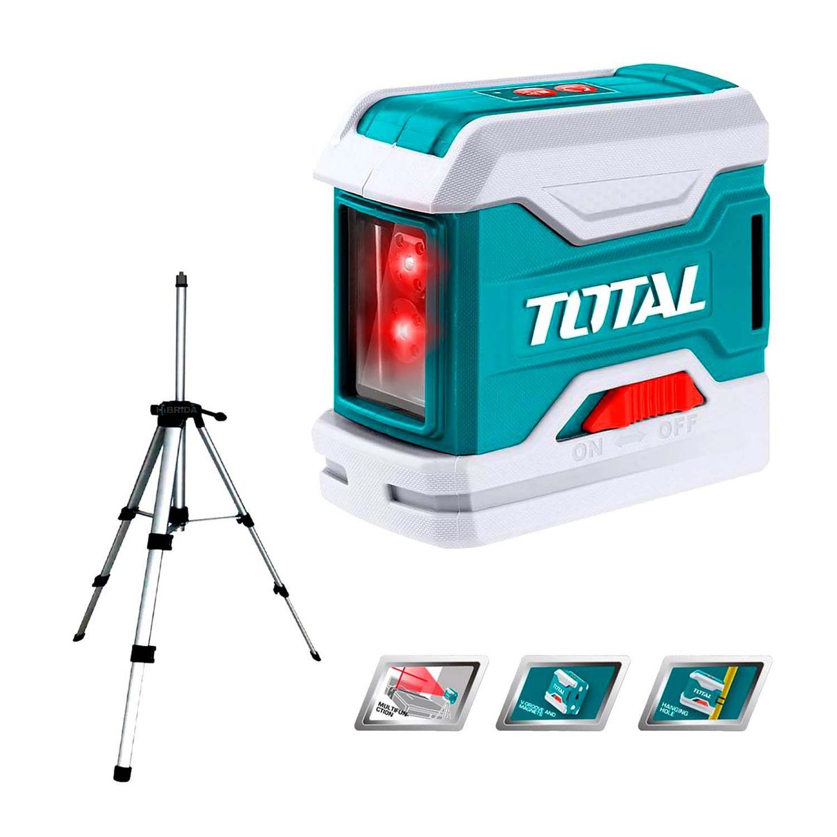 TOTAL TOOLS - COMBO LASER LINEAL AUTONIVEL HORIZONTAL VERTICAL E IMÁN MÁS TRÍPODE