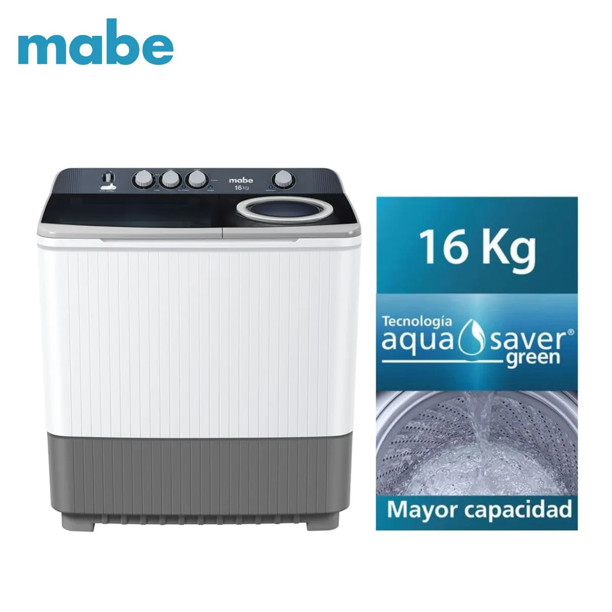 MABE - Lavadora Mabe Semiautomatica 16 Kg Blanco - LMD6124PBBB0.