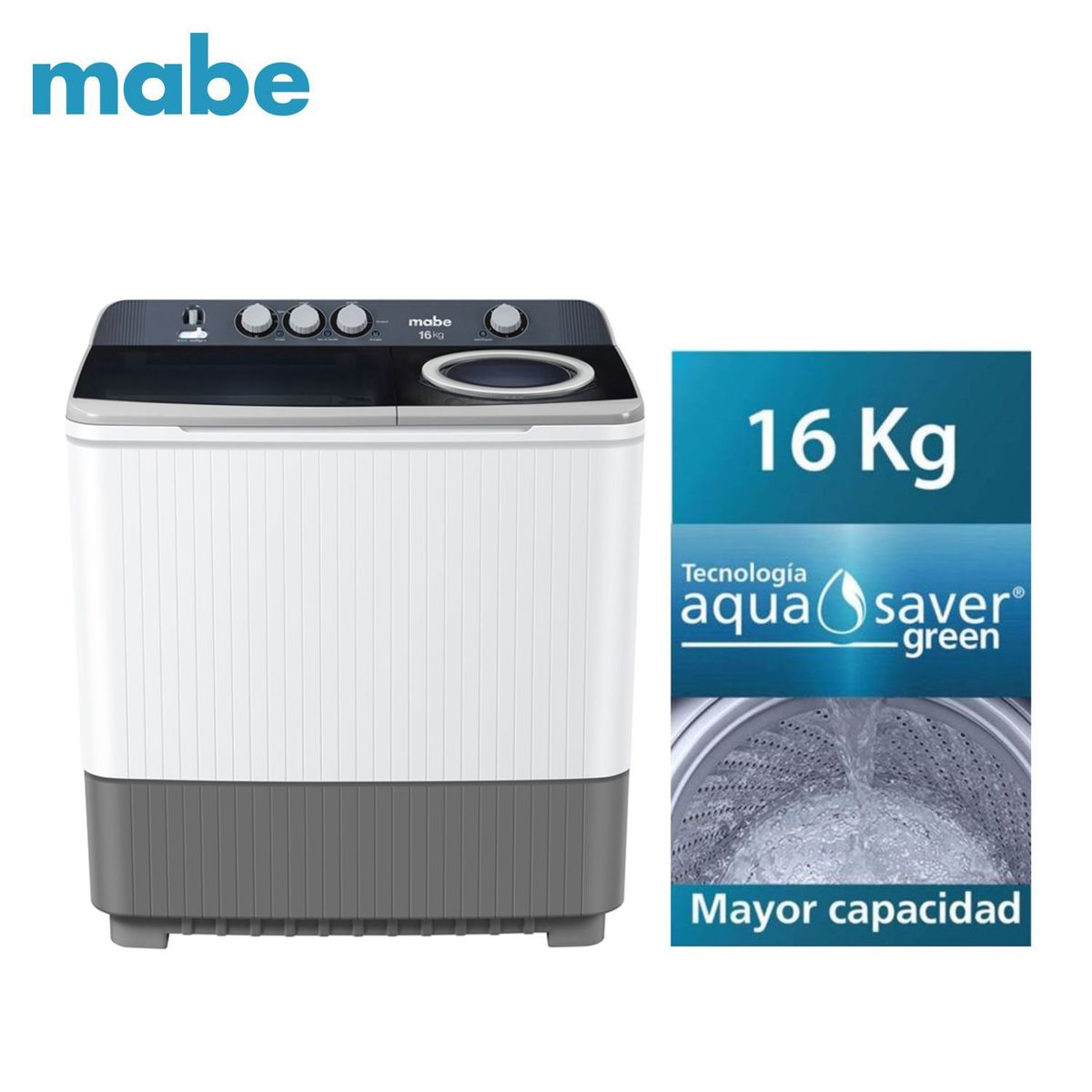 MABE - Lavadora Mabe Semiautomatica 16 Kg Blanco - LMD6124PBBB0.