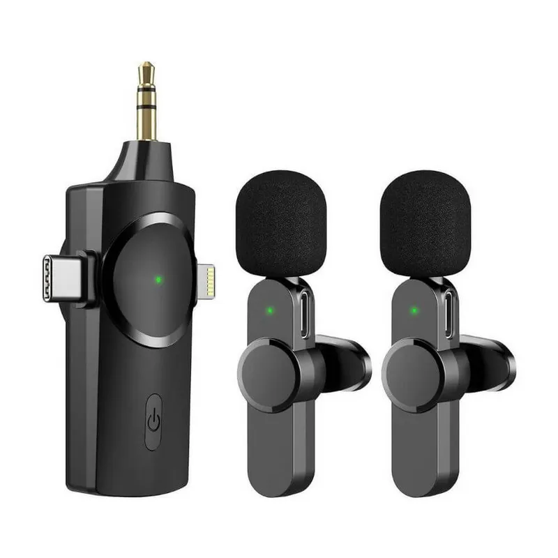 OEM - Microfono Inalambrico Universal - 2 micros - Para Celular PC y Camaras