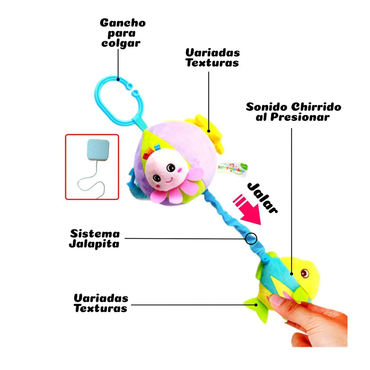 GENERICO - Peluche Musical Jalapita Pececito Marca Happy Monkey