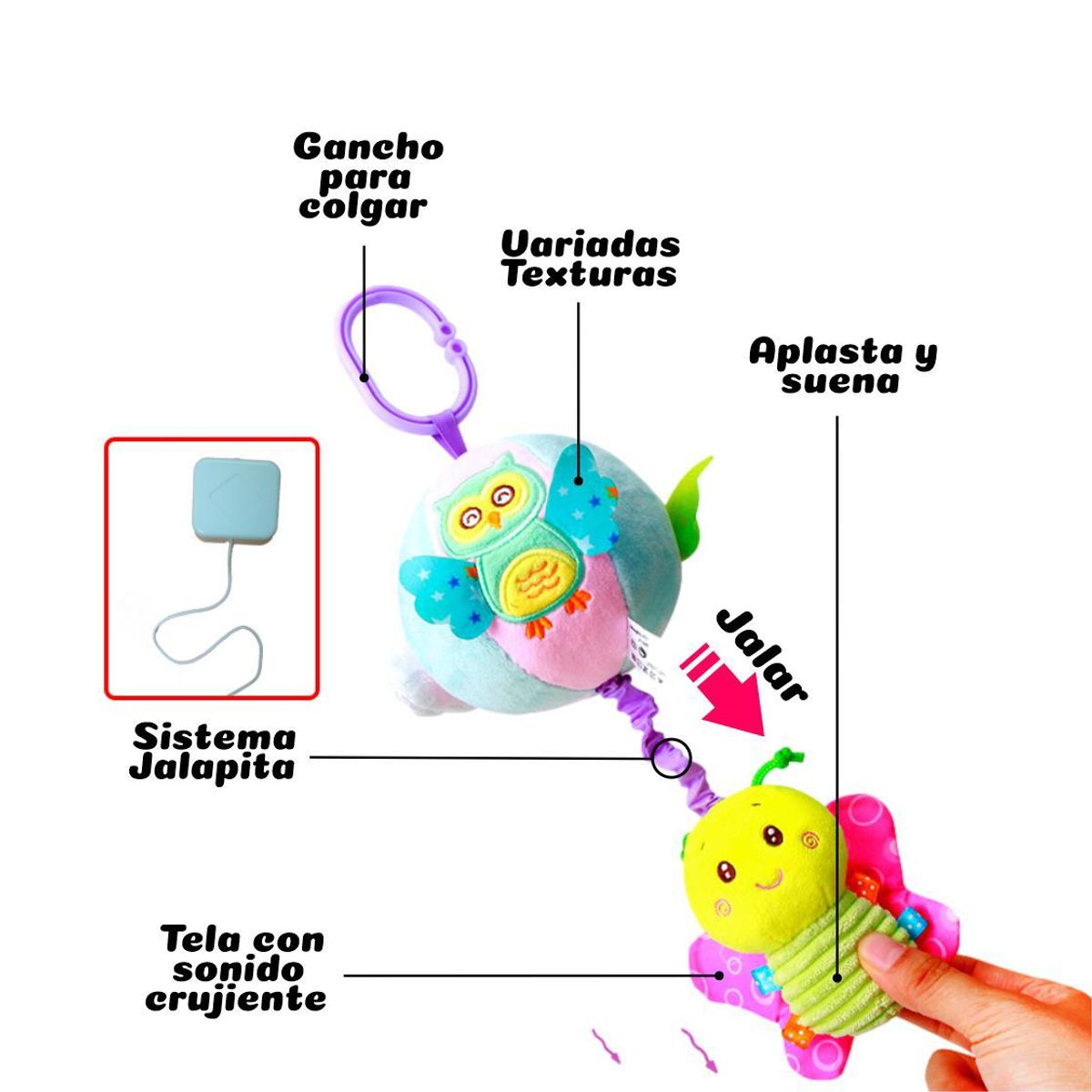 HAPPY BABY - Peluche Musical con Colgador para Bebés - Modelo Mariposa