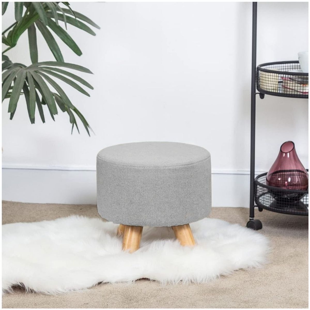 INSPIRA MARKET - Puff mueble taburete mueble reposapiés redondo acolchado