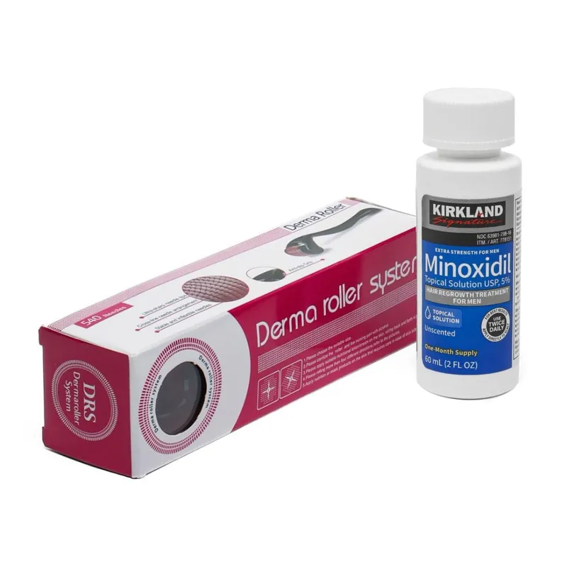 KIRKLAND - Minoxidil Liquido 5% + Dermaroller Kirkland 60ml Renovación Folicular