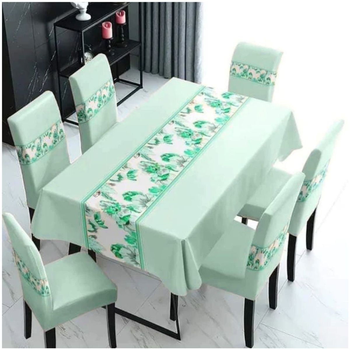 INSPIRA MARKET - Mantel de mesa y fundas para 6 sillas de tela 150x250