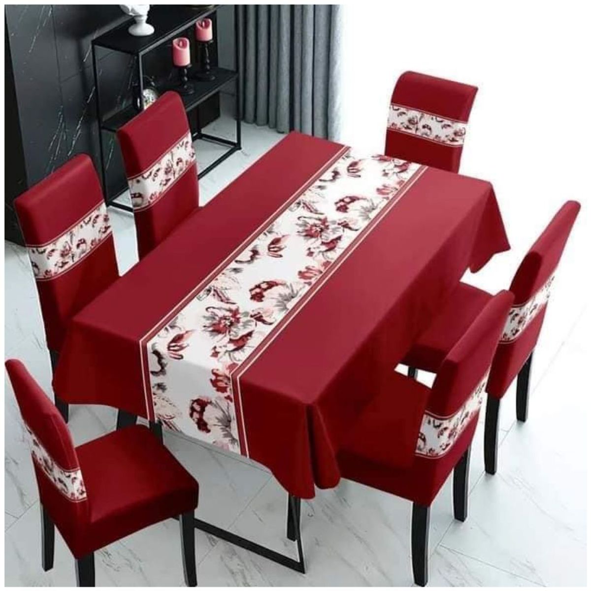 INSPIRA MARKET - Mantel de mesa y fundas para 6 sillas de tela 150x250