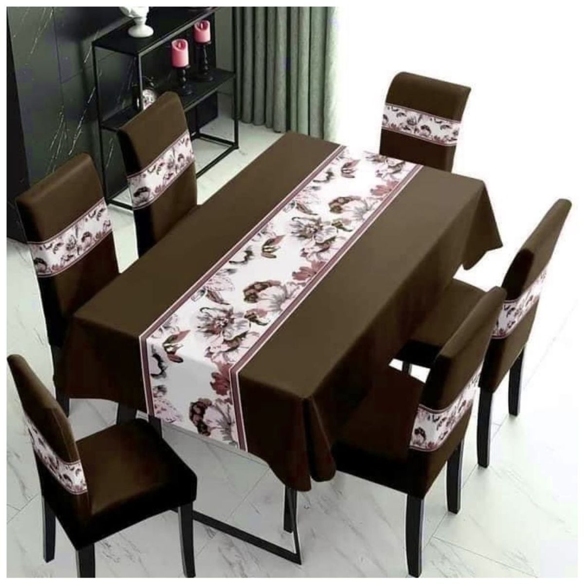 INSPIRA MARKET - Mantel de mesa y fundas para 6 sillas de tela 150x250