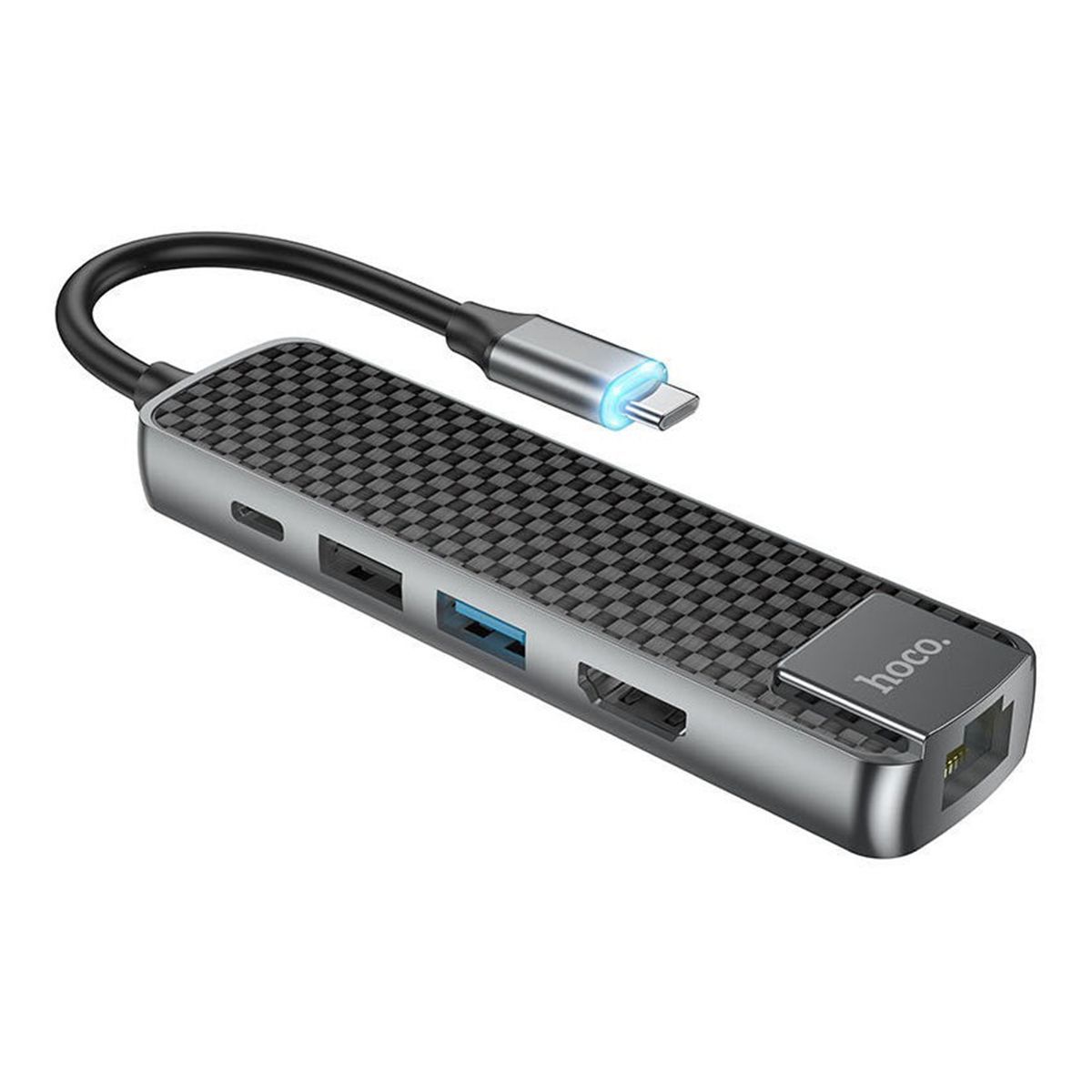 HOCO - Adaptador C 5 en 1USBC USB 3.0 + RJ45 para Laptop Macbook