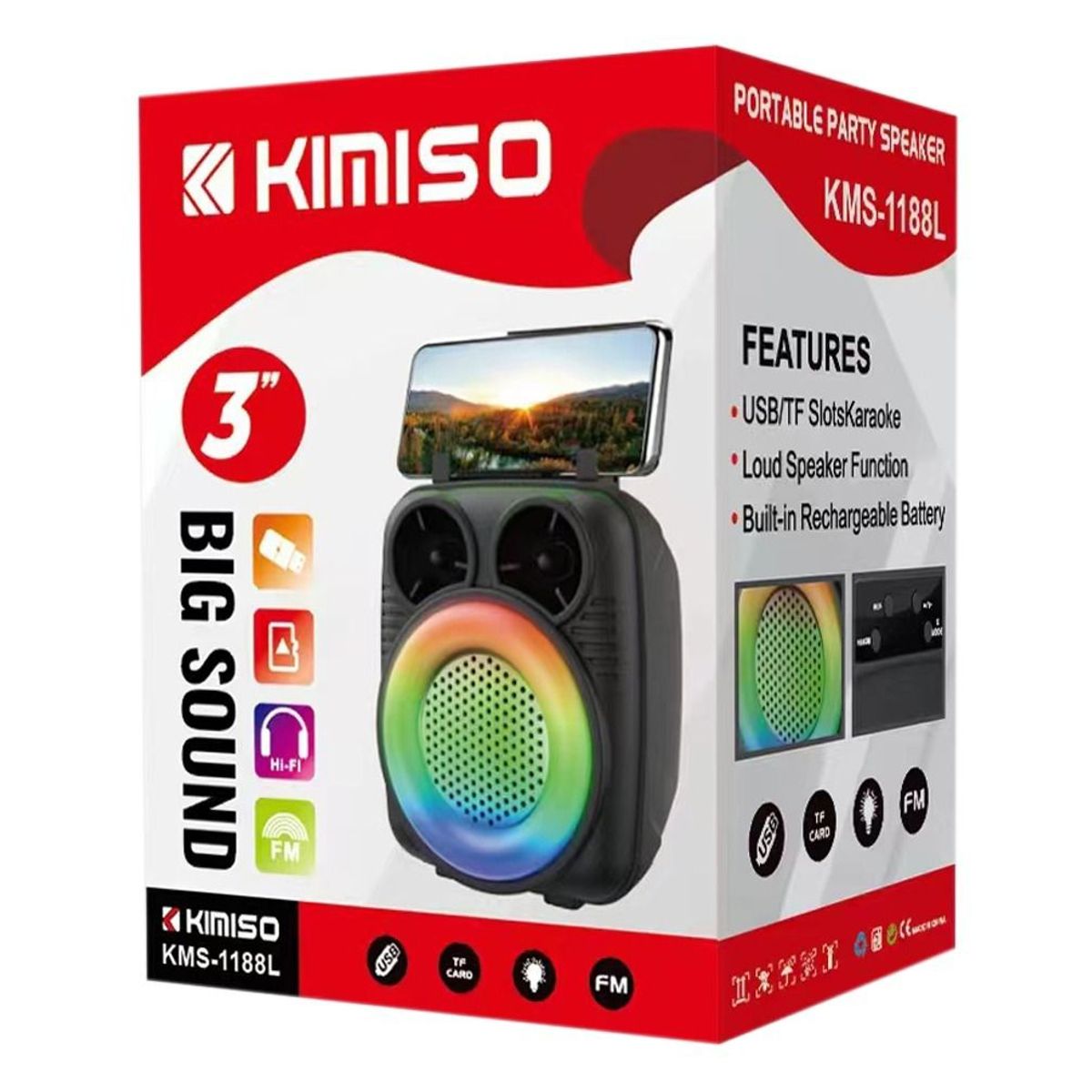 SEISA - Mini Parlante Bluetooth Con Luces Led RGB Kimiso Bocina Inalambrica