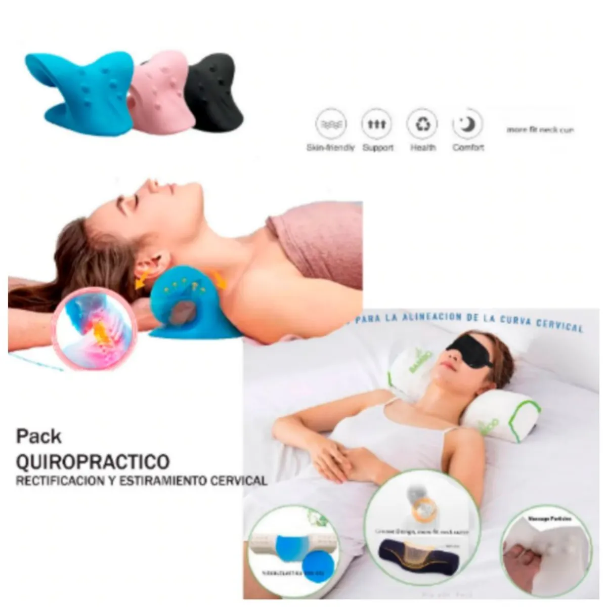 GENERICO - Almohada Mejora Postura Cervical  Almohada Viscoelástica y Gel.
