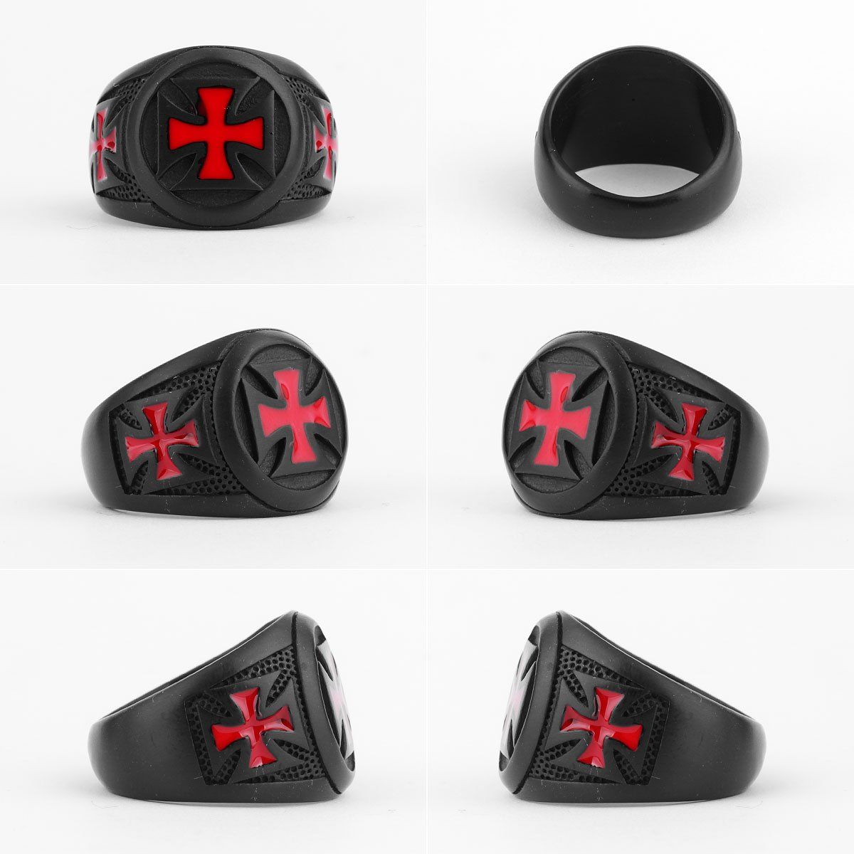 WATTACA - Anillo Cruz Templario negro para hombre Acero Quirúrgico - Wattaca