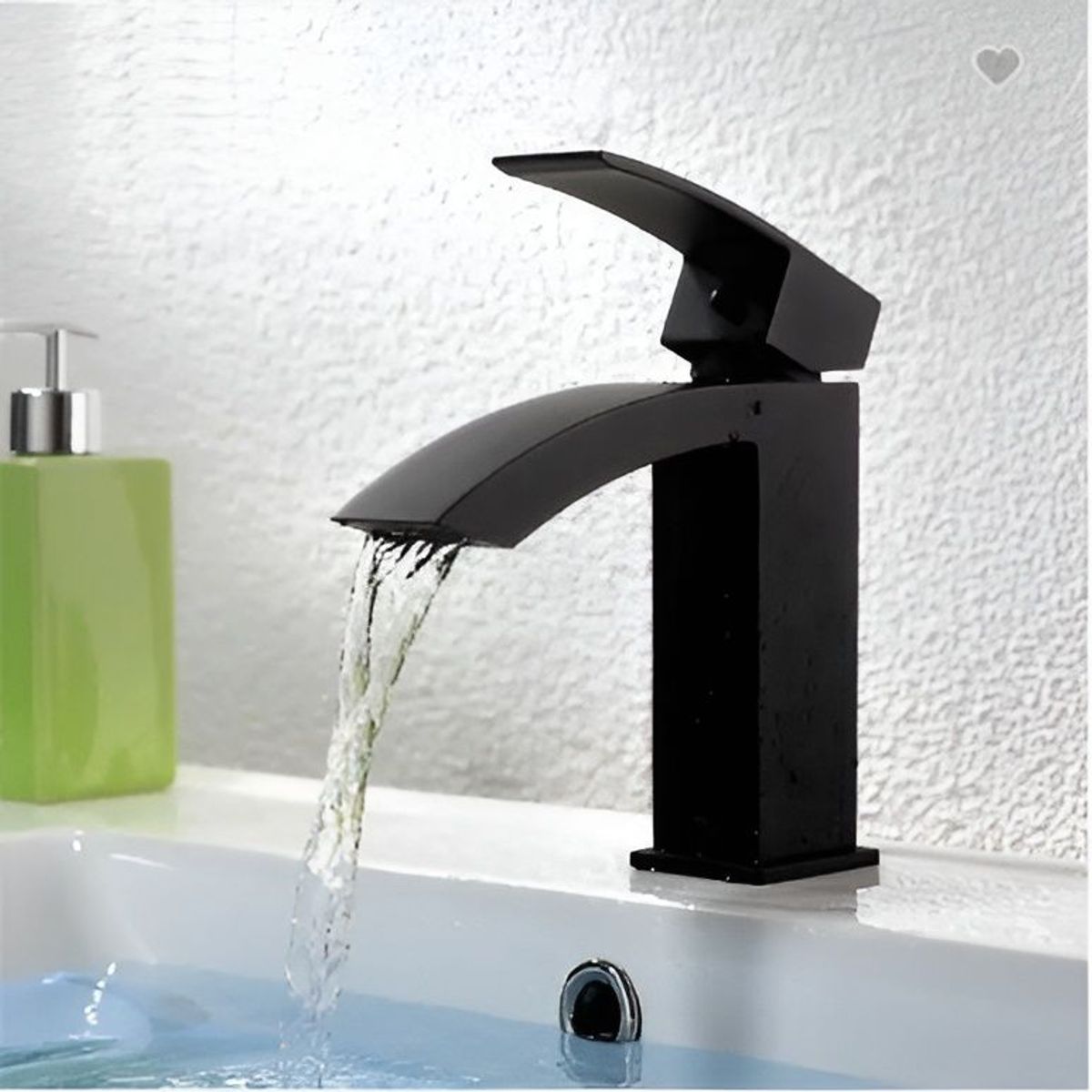 IMPORTADO MC - MEZCLADORA DE LAVATORIO CAIDA CASCADA NEGRO CUADRADA