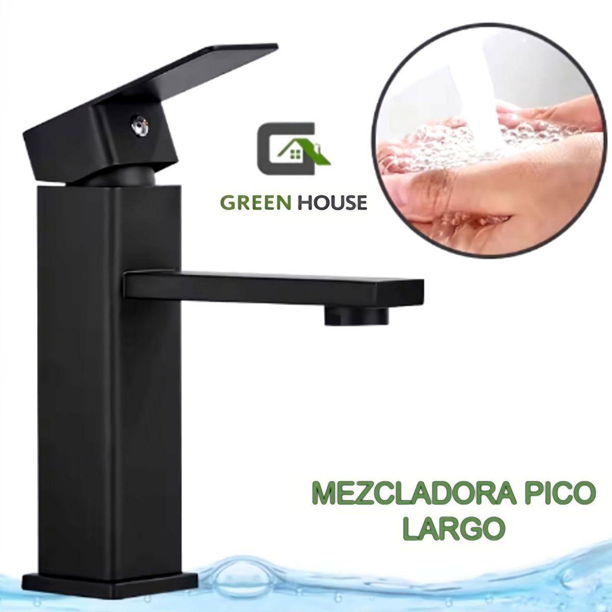 GENERICO - MEZCLADORA DE LAVATORIO 15CM NEGRO MATE