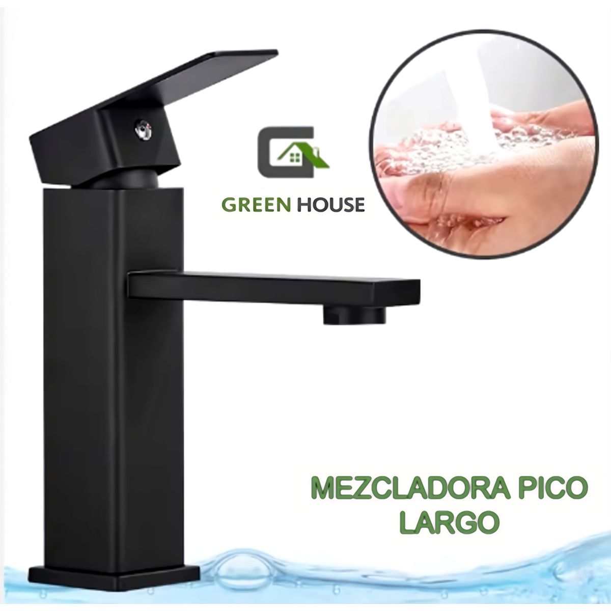 GENERICO - MEZCLADORA DE LAVATORIO 15CM NEGRO MATE