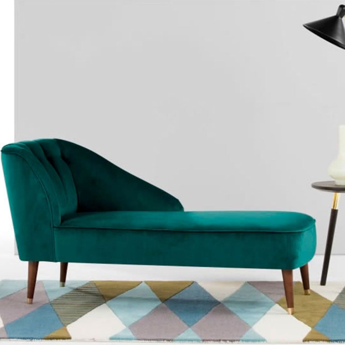 YOLODECORO - Chaise Longue Derecho Margot 2 Cuerpos Azul Pavo Real