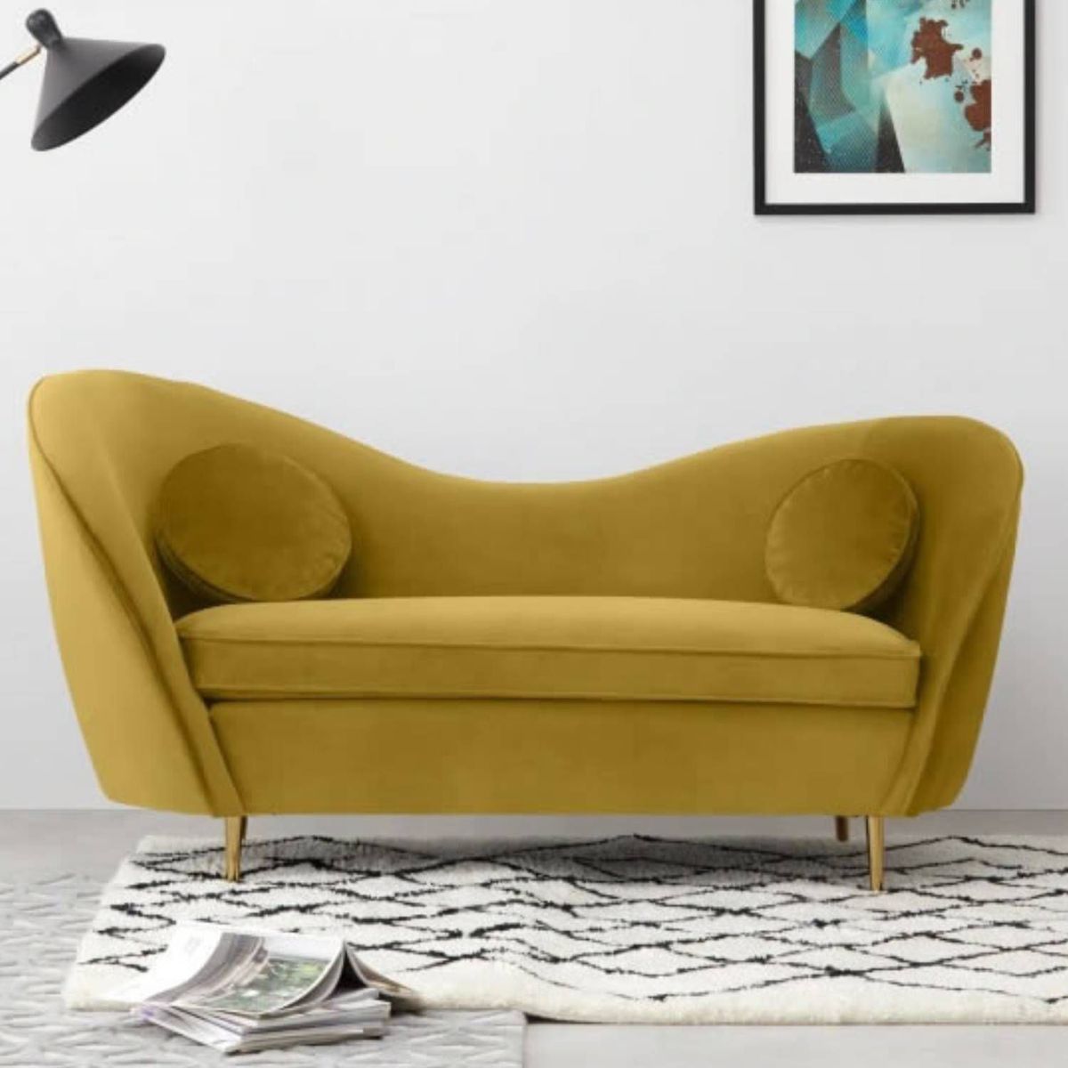 YOLODECORO - Sofá Kooper De 2 Cuerpos Dorado Vintage.