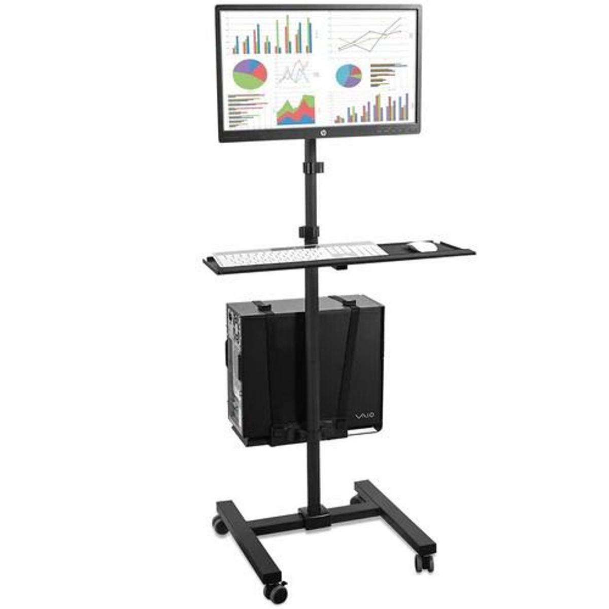 GENERICO - MONTECH - Pedestal con Ruedas para Monitor 17 a 32 Pulg / CPU-TECLADO